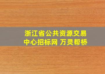 浙江省公共资源交易中心招标网 万灵帮桥